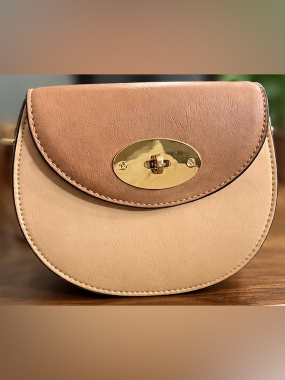 Simply Noelle Blush and Beige Crossbody with Gold Turn-Lock